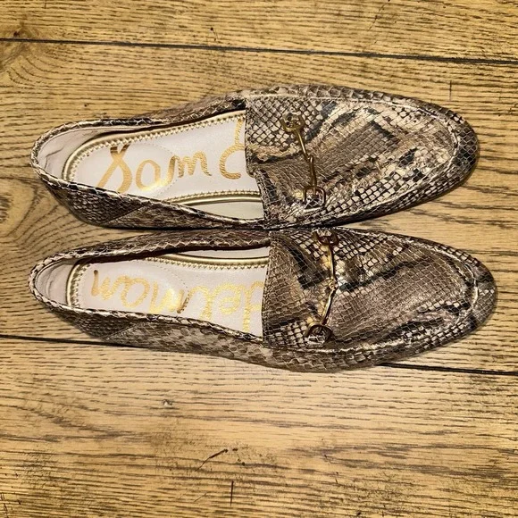 Sam Edelman Loraine Bit Gold Snake Print Loafers Classic | Women's 9M $150 - Picture 8 of 10